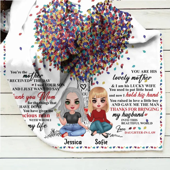 Personalized Mom Fleece Throw Blanket/Quilt - Mother's Day Gift Idea For Mother-In-Law - You're The Mother I Received The Day I Wed Your Son