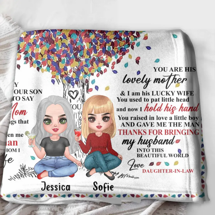 Personalized Mom Fleece Throw Blanket/Quilt - Mother's Day Gift Idea For Mother-In-Law - You're The Mother I Received The Day I Wed Your Son