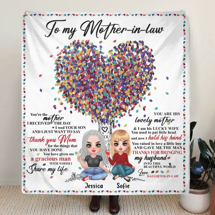 Personalized Mom Fleece Throw Blanket/Quilt - Mother's Day Gift Idea For Mother-In-Law - You're The Mother I Received The Day I Wed Your Son