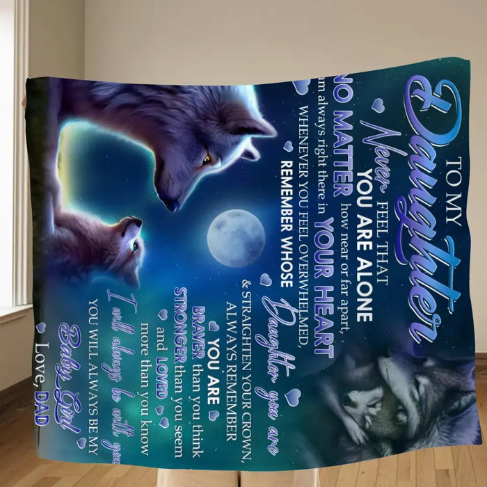 Personalized To My Daughter Wolf Art Fleece Throw Blanket/Quilt - Gift Idea For Daughter/Son - I Will Always Be With You