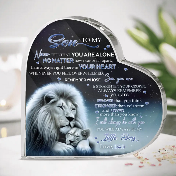 Personalized To My Daughter/Son Lion Acrylic Plaque - Gift Idea For Daughter/Son From Dad - Never Feel That You Are Alone