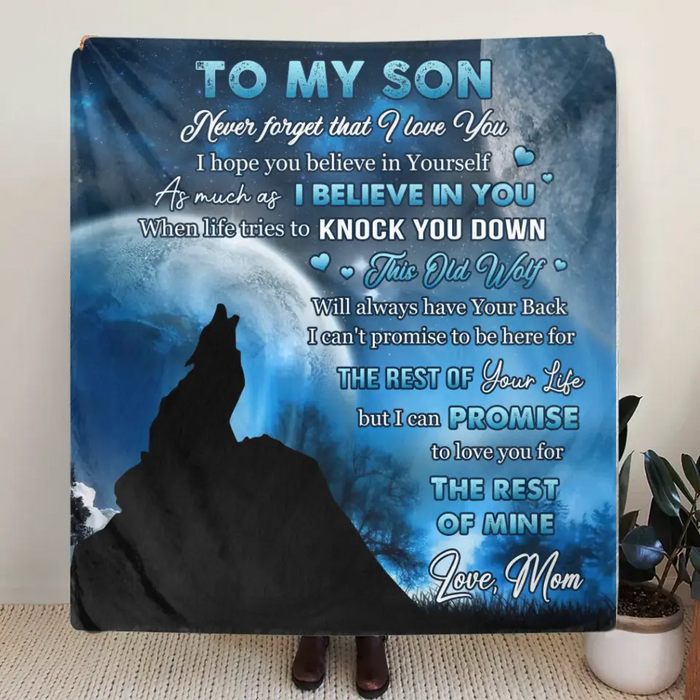 To My Son Fleece Throw Blanket & Quilt - Birthday Gift Idea From Mom Dad To Son - Never Forget That I Love You