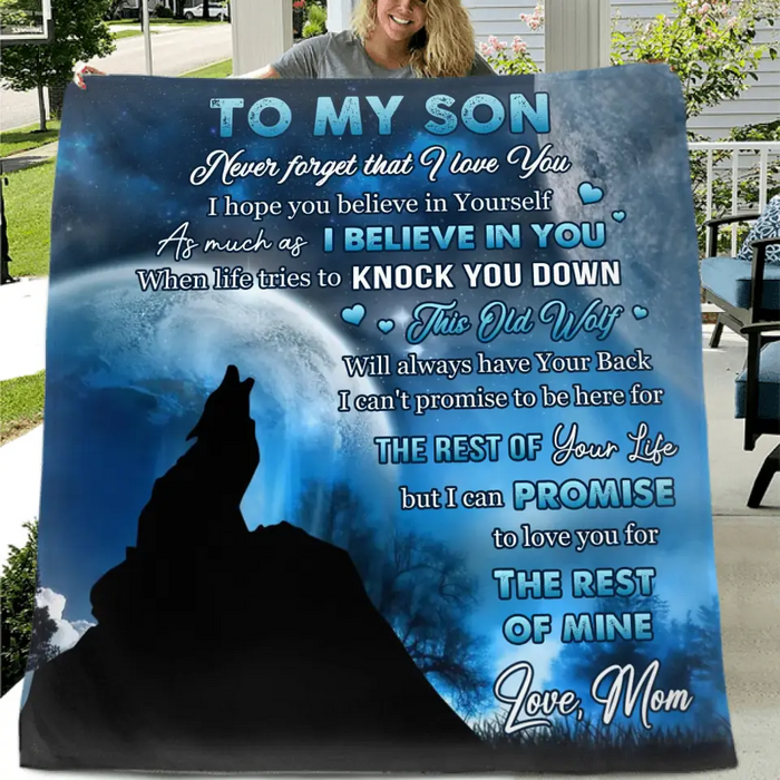 To My Son Fleece Throw Blanket & Quilt - Birthday Gift Idea From Mom Dad To Son - Never Forget That I Love You