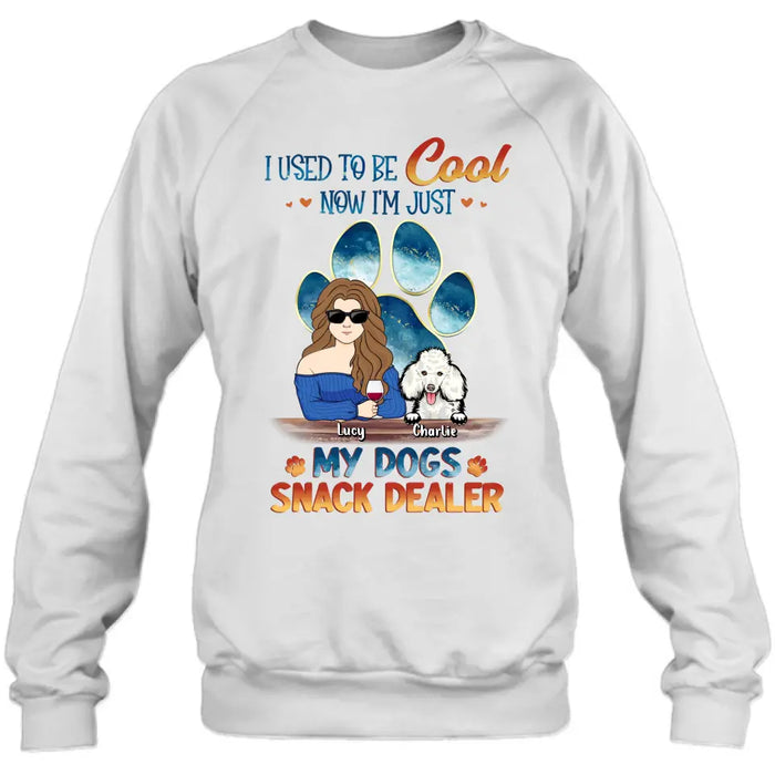 Personalized Dog Mom Shirt/Hoodie - Up to 6 Dogs - Gift Idea For Mother's Day/Birthday/Dog Lover - I Used To Be Cool Now I'm Just My Dogs Snack Dealer