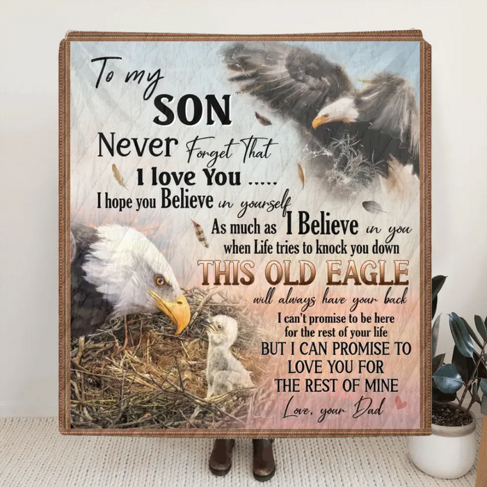 To My Son Fleece Throw Blanket & Quilt - Birthday Gift Idea From Mom Dad To Son - Never Forget That I Love You