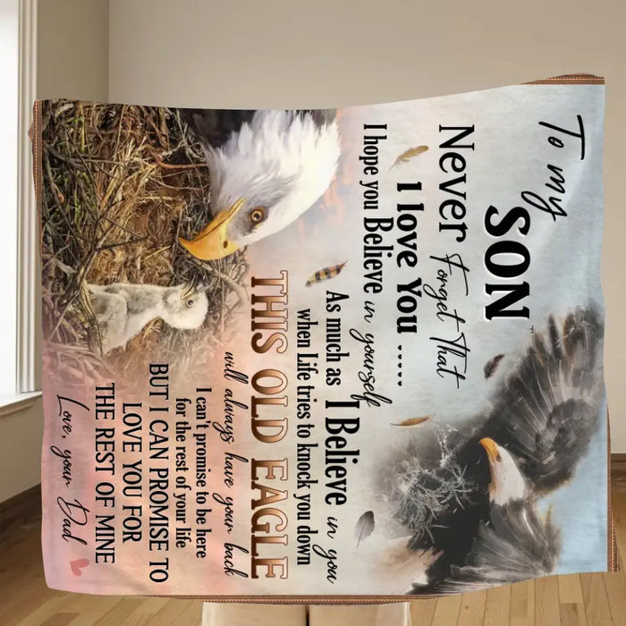To My Son Fleece Throw Blanket & Quilt - Birthday Gift Idea From Mom Dad To Son - Never Forget That I Love You