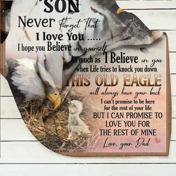 To My Son Fleece Throw Blanket & Quilt - Birthday Gift Idea From Mom Dad To Son - Never Forget That I Love You