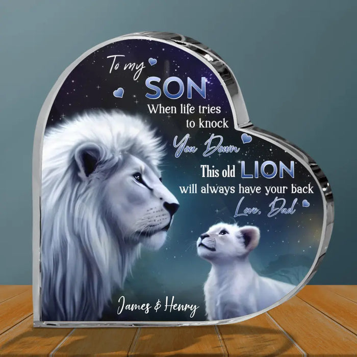 Personalized To My Daughter/Son Lion Acrylic Plaque - Gift Idea For Daughter/Son From Dad - When Life Tries To Knock You Down