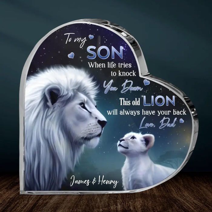 Personalized To My Daughter/Son Lion Acrylic Plaque - Gift Idea For Daughter/Son From Dad - When Life Tries To Knock You Down