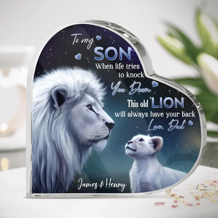 Personalized To My Daughter/Son Lion Acrylic Plaque - Gift Idea For Daughter/Son From Dad - When Life Tries To Knock You Down
