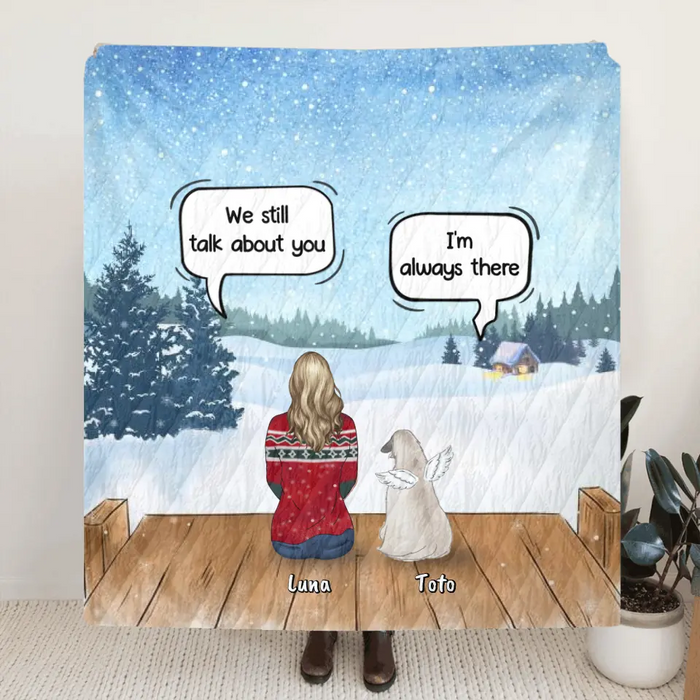 Personalized Dog Horse Quilt/Fleece Blanket - Man/Woman With Up to 5 Pets - We Still Talk About You