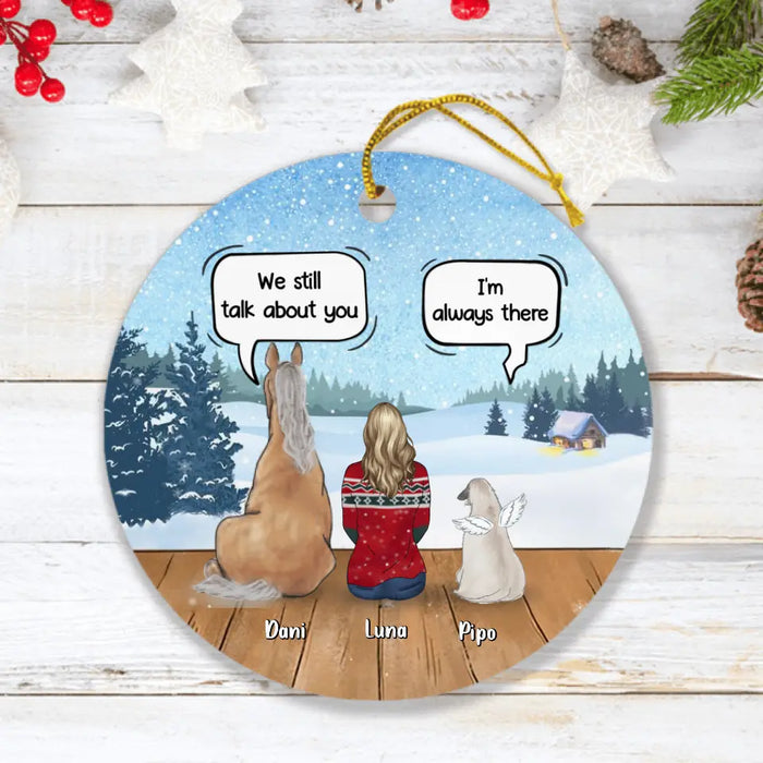 Personalized Horse Dog Ornament - Man/Woman With Up to 5 Horses/Dogs - Best Gift For Dog/Horse Lover