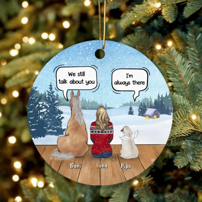 Personalized Horse Dog Ornament - Man/Woman With Up to 5 Horses/Dogs - Best Gift For Dog/Horse Lover