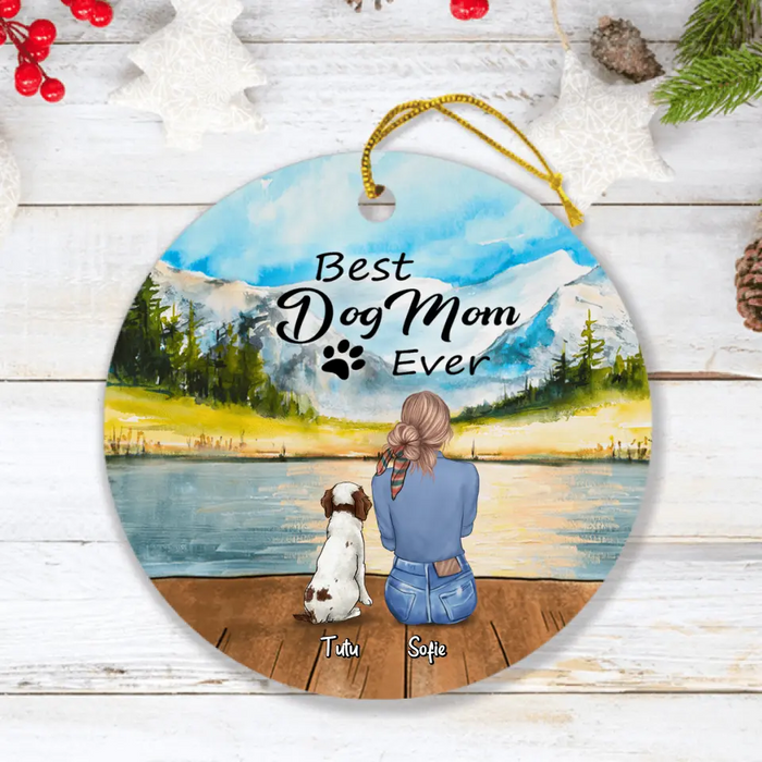 Personalized Pet Mom/Dad Ornament - Mom/Dad With Up to 4 Dogs/4 Cats - Best Gift For Dog/Cat Lover - Life Is Better With Dogs