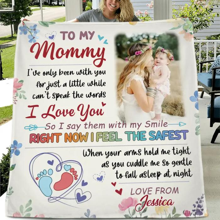 Custom Photo First Mother's Day Fleece Throw Blanket/Quilt - Mother's Day Gift Idea For Mom - To My Mommy