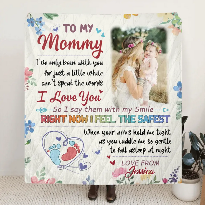 Custom Photo First Mother's Day Fleece Throw Blanket/Quilt - Mother's Day Gift Idea For Mom - To My Mommy
