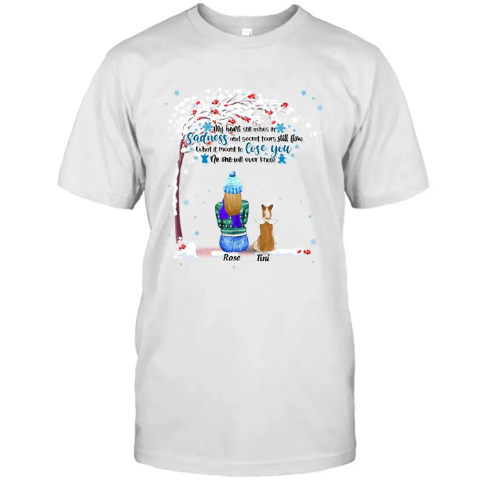 Custom Memorial Dog Winter T-Shirt/Pullover Hoodie - Mom With Up to 4 Dogs - Best Gift For Dog Lover - 8ALLOF