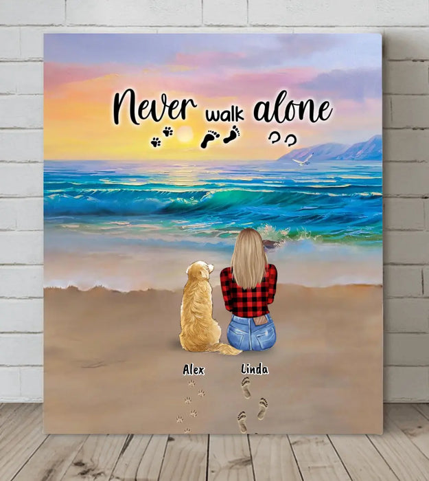 Personalized Footprint Canvas - Up to 4 Horses/ 4 Dogs - Best Gift Dog Lovers/Horse Lovers - Never Walk Alone - G7PP86