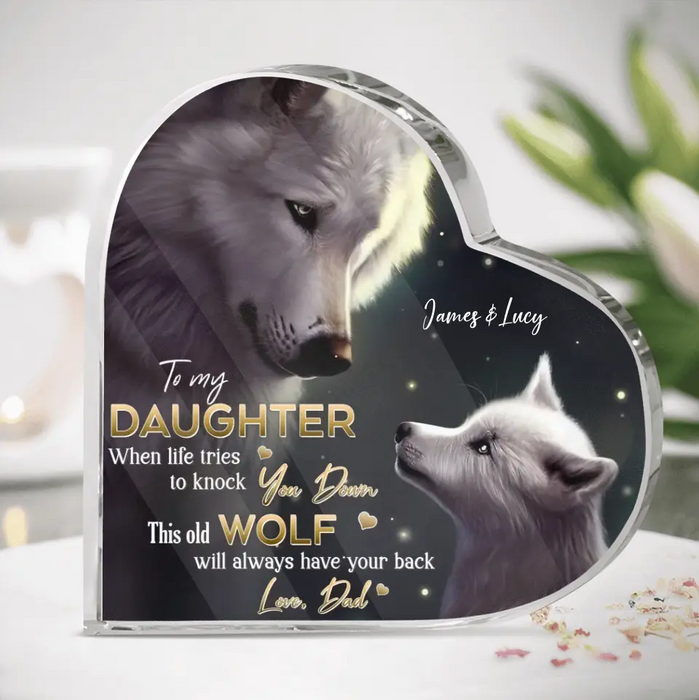 Personalized To My Daughter/Son Acrylic Plaque - Gift Idea From Dad/Mom to Daughter/Son - This Old Wolf Will Always Have Your Back