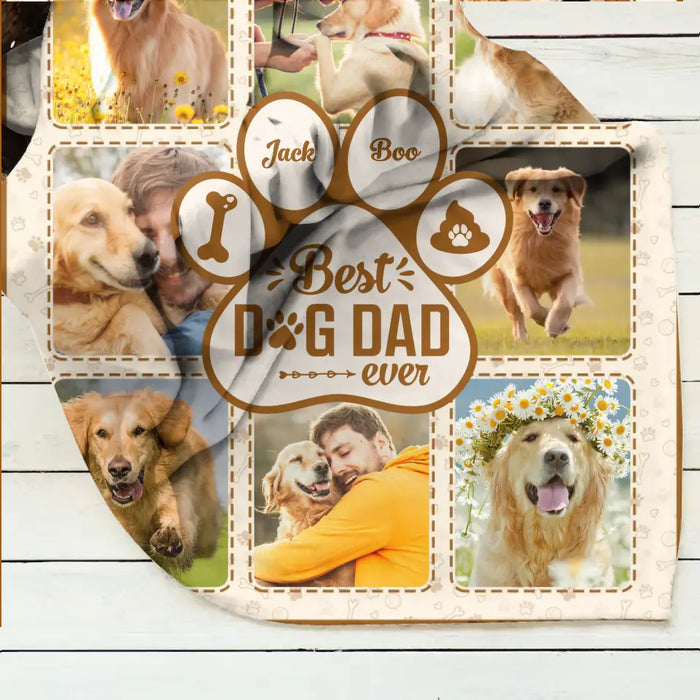 Personalized Dog Dad Fleece Throw Blanket/Quilt - Upload Photos - Father's Day Gift Idea For Dog Owners - Best Dog Dad Ever