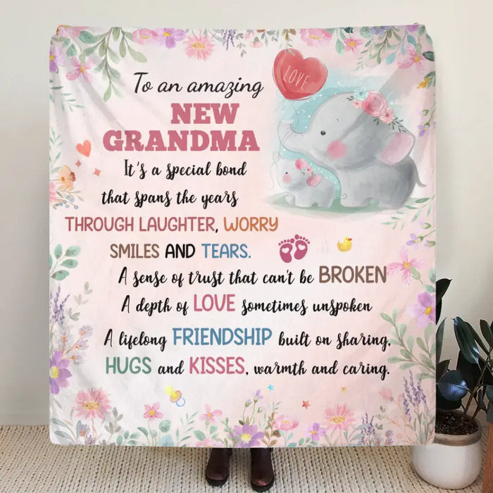 Personalized New Grandma Fleece Throw Blanket/Quilt - Mother's Day Gift Idea for Grandma - To An Amazing New Grandma