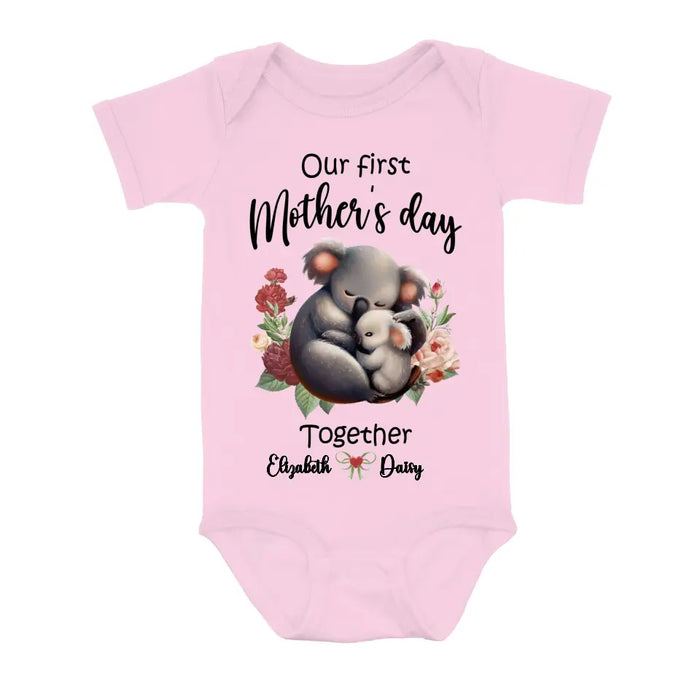 Personalized Koala Baby Onesie/T-Shirt - Gift Idea for Baby/Mother's Day - Our First Mother's Day Together