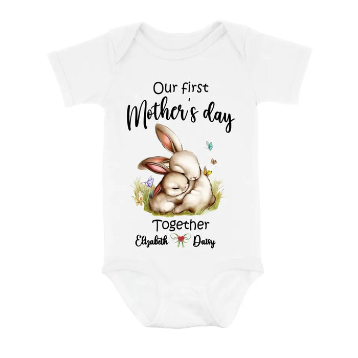 Personalized Rabbit Baby Onesie/T-Shirt - Gift Idea for Baby/Mother's Day - Our First Mother's Day Together