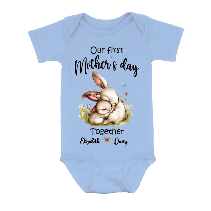 Personalized Rabbit Baby Onesie/T-Shirt - Gift Idea for Baby/Mother's Day - Our First Mother's Day Together