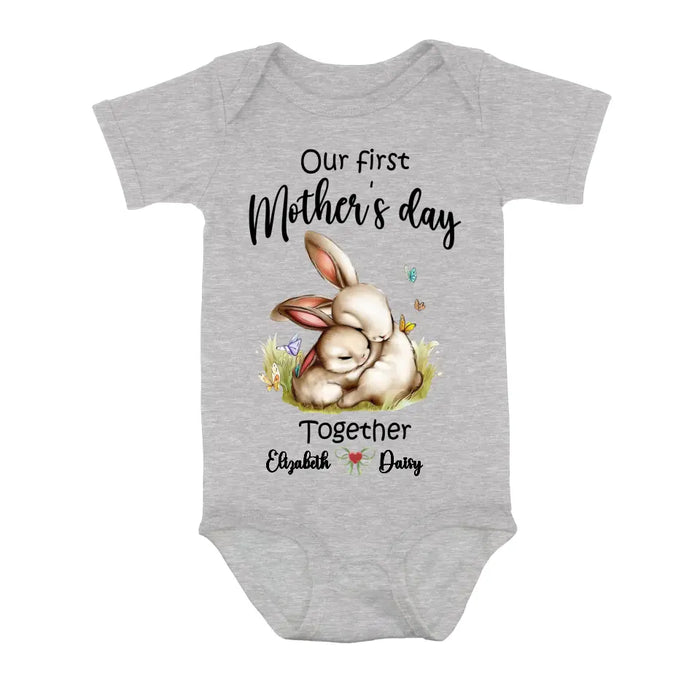 Personalized Rabbit Baby Onesie/T-Shirt - Gift Idea for Baby/Mother's Day - Our First Mother's Day Together