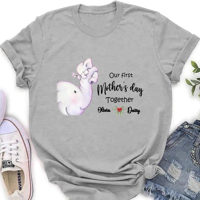 Personalized Elephant Baby Onesie/T-Shirt - Gift Idea for Baby/Mother's Day - Our First Mother's Day Together