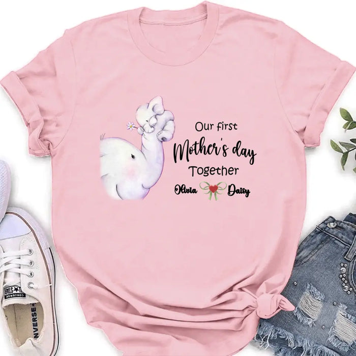 Personalized Elephant Baby Onesie/T-Shirt - Gift Idea for Baby/Mother's Day - Our First Mother's Day Together