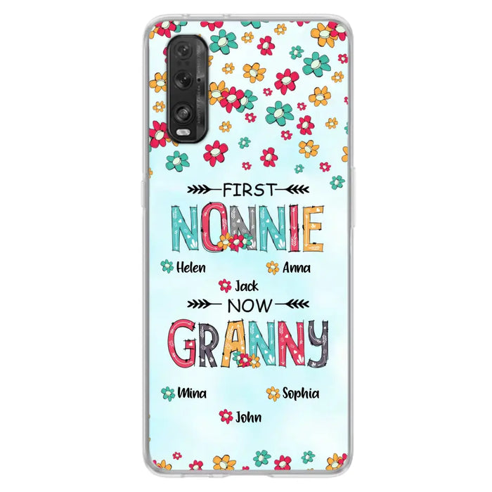 Personalized Grandma Phone Case - Up to 4 Kids And 8 Grandkids - Mother's Day Gift Idea for Grandma - First Mom Now Nana Kid And Grandkids Flower Pattern - Cases For Xiaomi/ Oppo/ Huawei