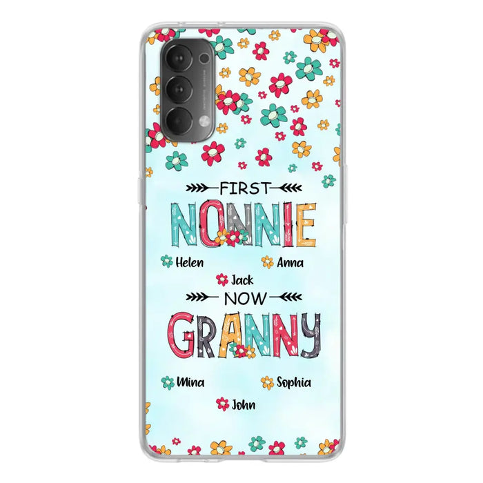 Personalized Grandma Phone Case - Up to 4 Kids And 8 Grandkids - Mother's Day Gift Idea for Grandma - First Mom Now Nana Kid And Grandkids Flower Pattern - Cases For Xiaomi/ Oppo/ Huawei