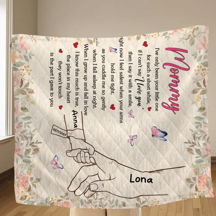 Personalized Hand Fleece Throw Blanket/Quilt/Pillow Cover - Gift Idea For Mother's Day - Up to 6 Kids - Mommy I've Only Been Your Little One For Such A Short While