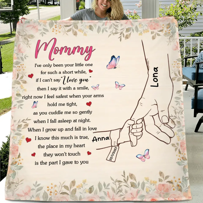 Personalized Hand Fleece Throw Blanket/Quilt/Pillow Cover - Gift Idea For Mother's Day - Up to 6 Kids - Mommy I've Only Been Your Little One For Such A Short While