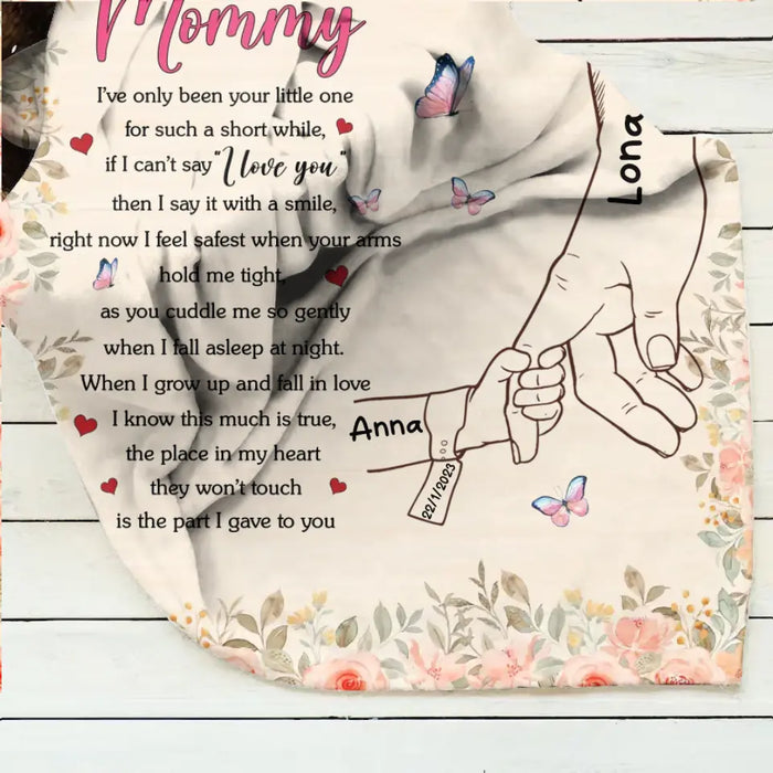 Personalized Hand Fleece Throw Blanket/Quilt/Pillow Cover - Gift Idea For Mother's Day - Up to 6 Kids - Mommy I've Only Been Your Little One For Such A Short While