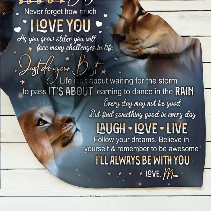 Personalized Lion Fleece Throw Blanket/Quilt - Gift Idea For Mother's Day/Father's Day - Never Forget How Much I Love You