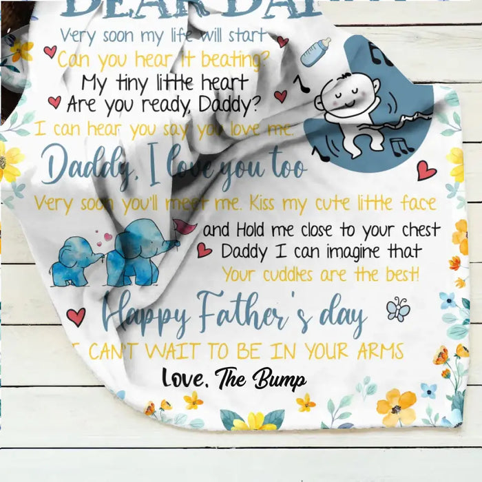 Personalized Dear Daddy Fleece Throw Blanket/Quilt - Gift Idea For Father's Day - Dear Daddy Very Soon My Life Will Start