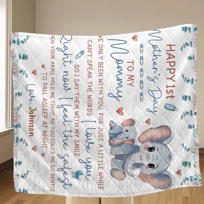 Personalized Elephant Fleece Throw Blanket/Quilt - Gift Idea For Mother's Day - To My Mommy I've Only Been Your Little One For Just A Little While