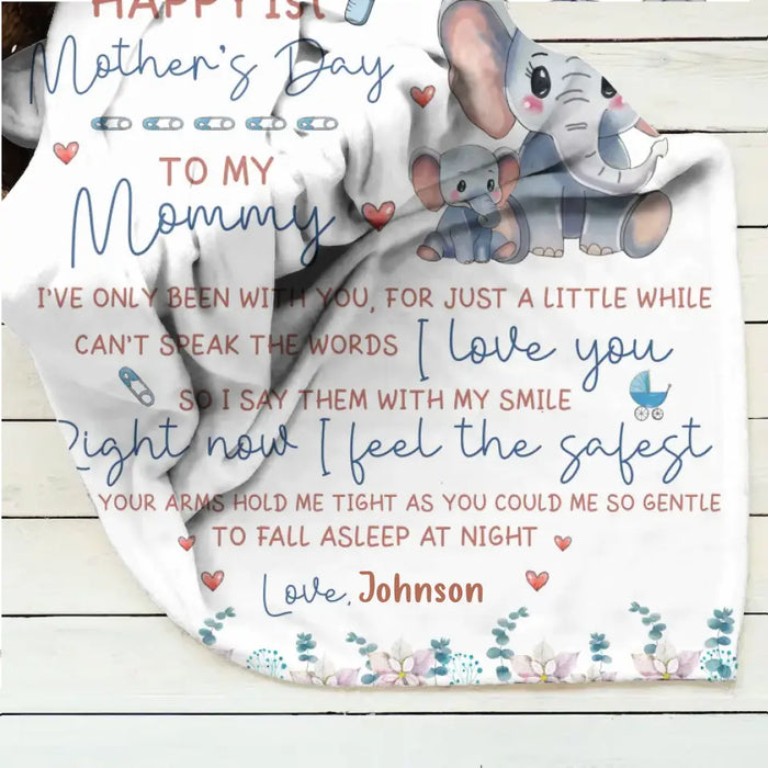 Personalized Elephant Fleece Throw Blanket/Quilt - Gift Idea For Mother's Day - To My Mommy I've Only Been Your Little One For Just A Little While