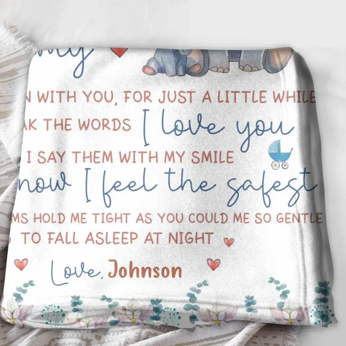 Personalized Elephant Fleece Throw Blanket/Quilt - Gift Idea For Mother's Day - To My Mommy I've Only Been Your Little One For Just A Little While