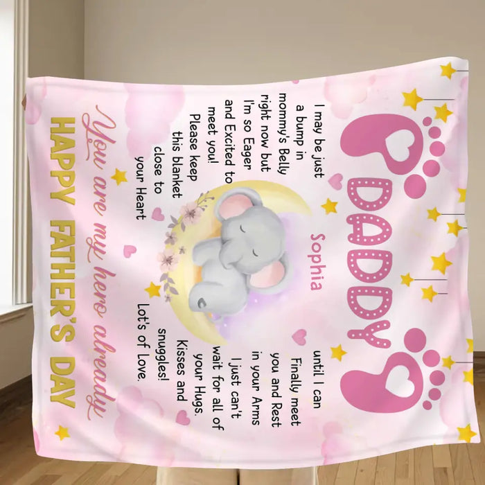 Personalized Father's Day Fleece Throw Blanket/Quilt - Gift Idea For Father's Day - You Are My Hero Already
