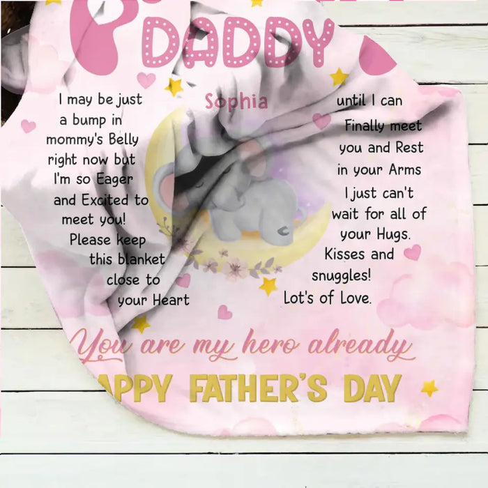Personalized Father's Day Fleece Throw Blanket/Quilt - Gift Idea For Father's Day - You Are My Hero Already
