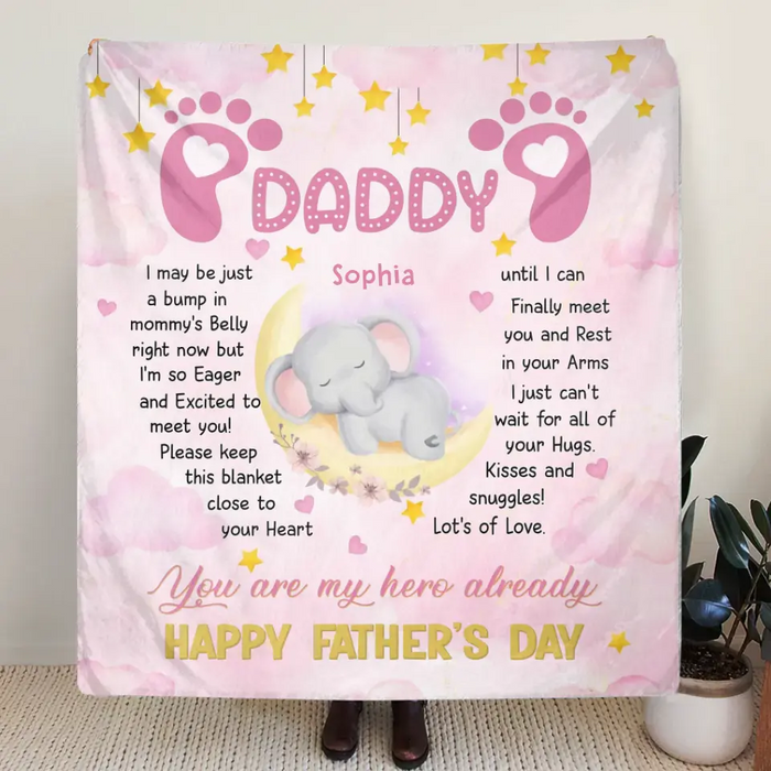 Personalized Father's Day Fleece Throw Blanket/Quilt - Gift Idea For Father's Day - You Are My Hero Already
