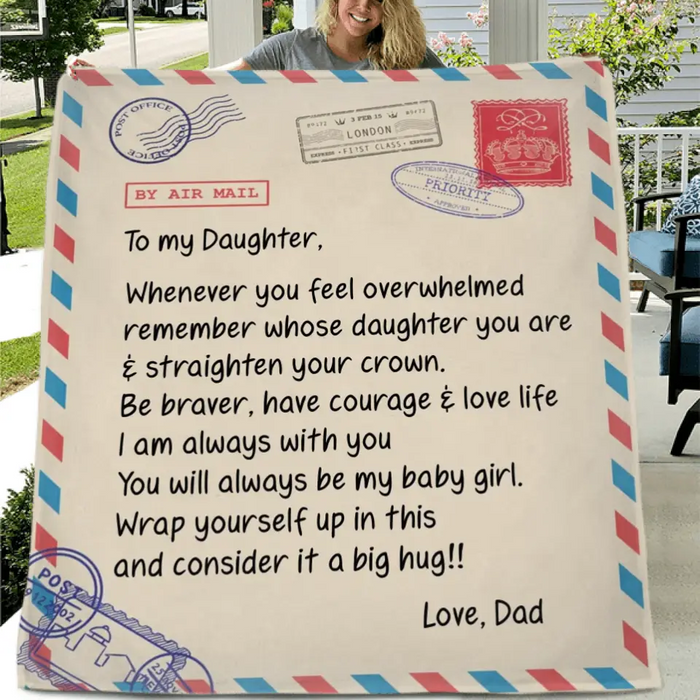 Personalized To My Daughter Fleece Throw Blanket/Quilt - Gift Idea For Daughter - A Letter From Dad