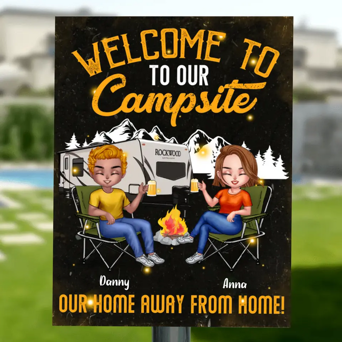 Personalized Couple Camping Metal Sign - Gift Idea For Couple/Camping Lover - Welcome To Our Campsite Our Home Away From Home