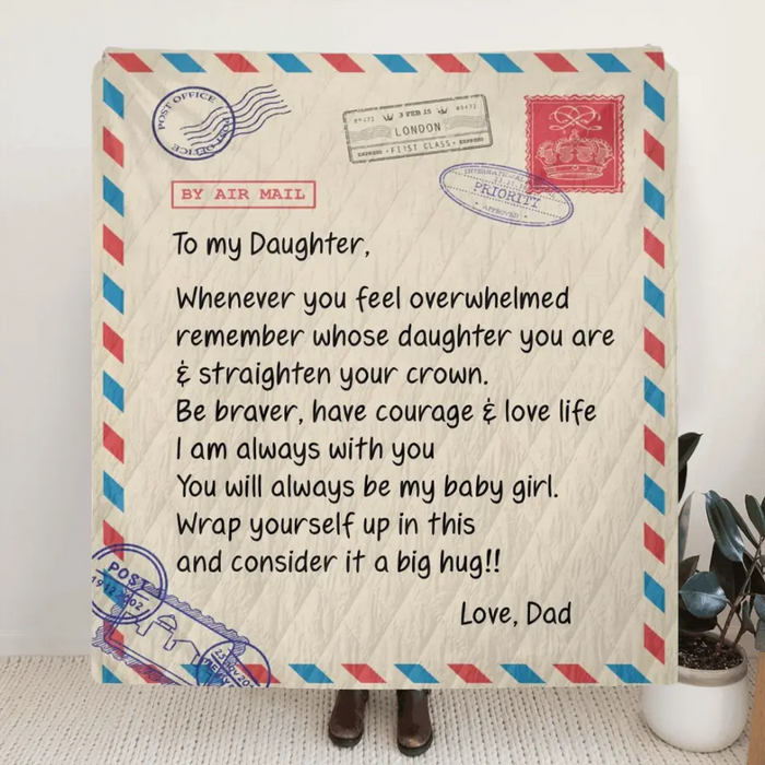 Personalized To My Daughter Fleece Throw Blanket/Quilt - Gift Idea For Daughter - A Letter From Dad