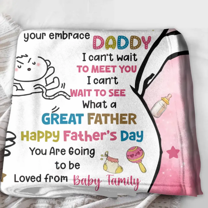 Personalized First Mother's Day Fleece Throw Blanket/Quilt - Gift Idea For Mother's Day - Daddy Very Soon You'll Meet Me And Kiss My Little Face