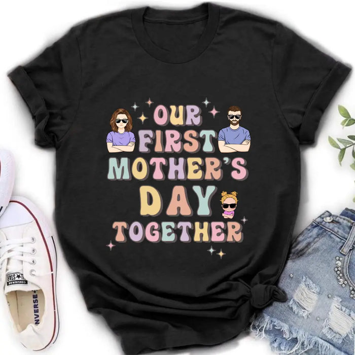 Personalized Family Baby Onesie/Kid T-Shirt/T-Shirt - Up to 3 Children - Gift Idea for Family/Mother's Day - Our First Mother's Day Together