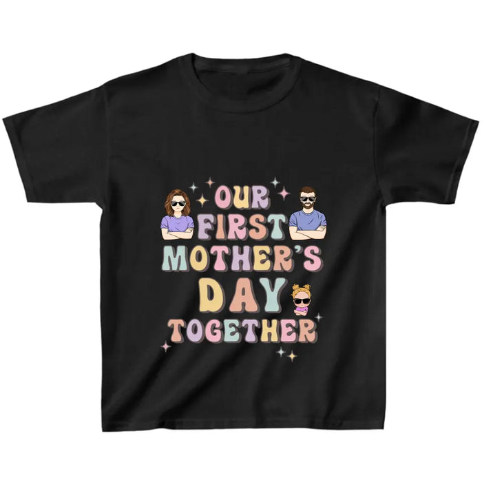 Personalized Family Baby Onesie/Kid T-Shirt/T-Shirt - Up to 3 Children - Gift Idea for Family/Mother's Day - Our First Mother's Day Together